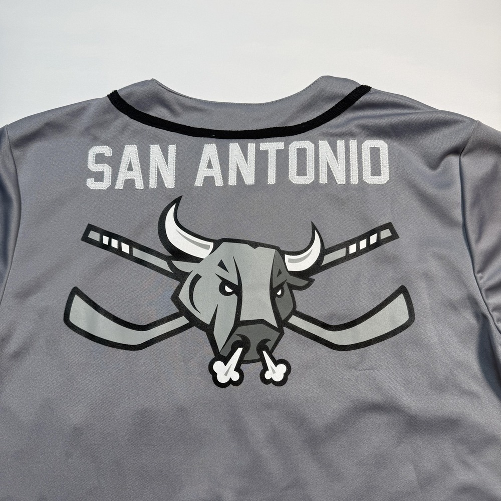 Vintage San Antonio Rampage Baseball Jersey Mens Medium Gray Hockey Button - Picture 4 of 8